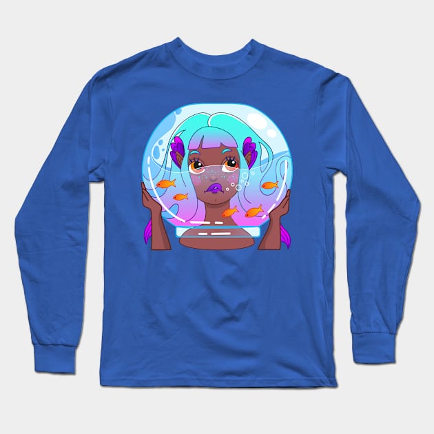 Cartoon mermaid Long Sleeve T-Shirt by Ksenia Aksenteva